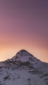 Preview wallpaper mountains, peak, snow, snowy, sunset