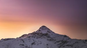 Preview wallpaper mountains, peak, snow, snowy, sunset