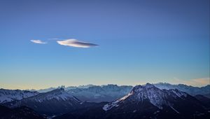 Preview wallpaper mountains, peak, snowy, sky, mountain landscape