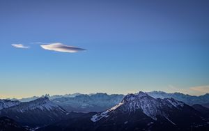 Preview wallpaper mountains, peak, snowy, sky, mountain landscape