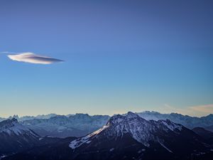 Preview wallpaper mountains, peak, snowy, sky, mountain landscape