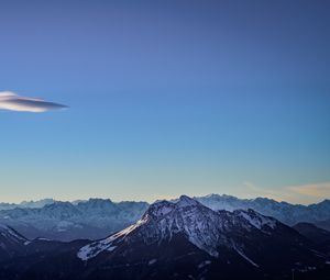 Preview wallpaper mountains, peak, snowy, sky, mountain landscape