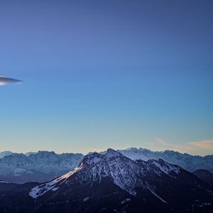 Preview wallpaper mountains, peak, snowy, sky, mountain landscape
