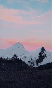 Preview wallpaper mountains, peak, snowy, mountain landscape, sky