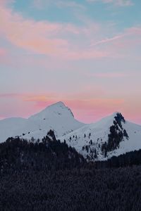 Preview wallpaper mountains, peak, snowy, mountain landscape, sky