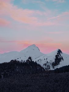 Preview wallpaper mountains, peak, snowy, mountain landscape, sky