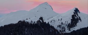 Preview wallpaper mountains, peak, snowy, mountain landscape, sky