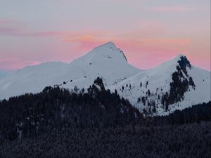 Preview wallpaper mountains, peak, snowy, mountain landscape, sky