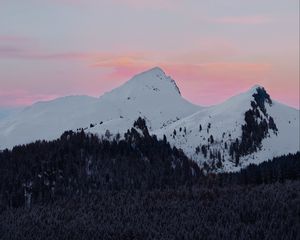 Preview wallpaper mountains, peak, snowy, mountain landscape, sky