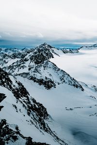 Preview wallpaper mountains, peak, snowy, snow, rocks