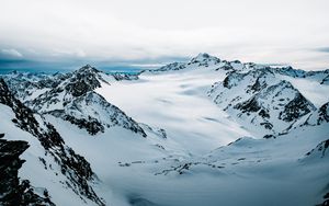 Preview wallpaper mountains, peak, snowy, snow, rocks