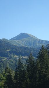 Preview wallpaper mountains, peak, trees, landscape, nature