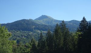 Preview wallpaper mountains, peak, trees, landscape, nature