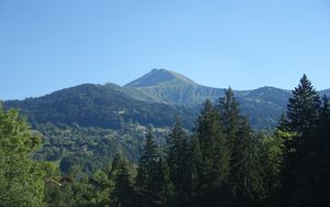 Preview wallpaper mountains, peak, trees, landscape, nature