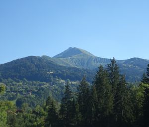 Preview wallpaper mountains, peak, trees, landscape, nature