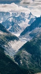 Preview wallpaper mountains, peaks, aerial view, road, chamonix, france