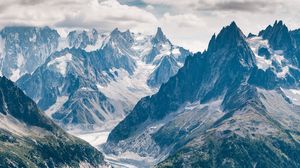 Preview wallpaper mountains, peaks, aerial view, road, chamonix, france