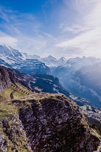 Preview wallpaper mountains, peaks, aerial view, sky, snow, switzerland