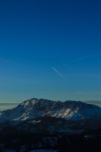 Preview wallpaper mountains, peaks, aerial view, twilight, sky