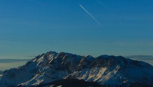 Preview wallpaper mountains, peaks, aerial view, twilight, sky