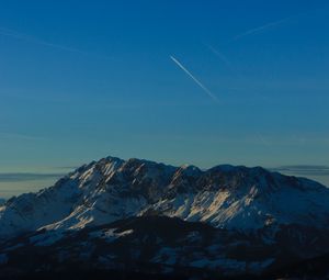 Preview wallpaper mountains, peaks, aerial view, twilight, sky