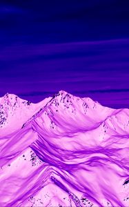 Preview wallpaper mountains, peaks, aerial view, purple, snow, dusk