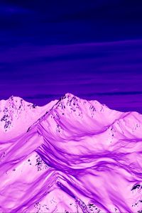 Preview wallpaper mountains, peaks, aerial view, purple, snow, dusk