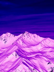 Preview wallpaper mountains, peaks, aerial view, purple, snow, dusk