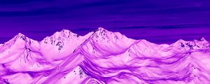 Preview wallpaper mountains, peaks, aerial view, purple, snow, dusk