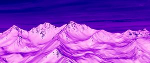 Preview wallpaper mountains, peaks, aerial view, purple, snow, dusk