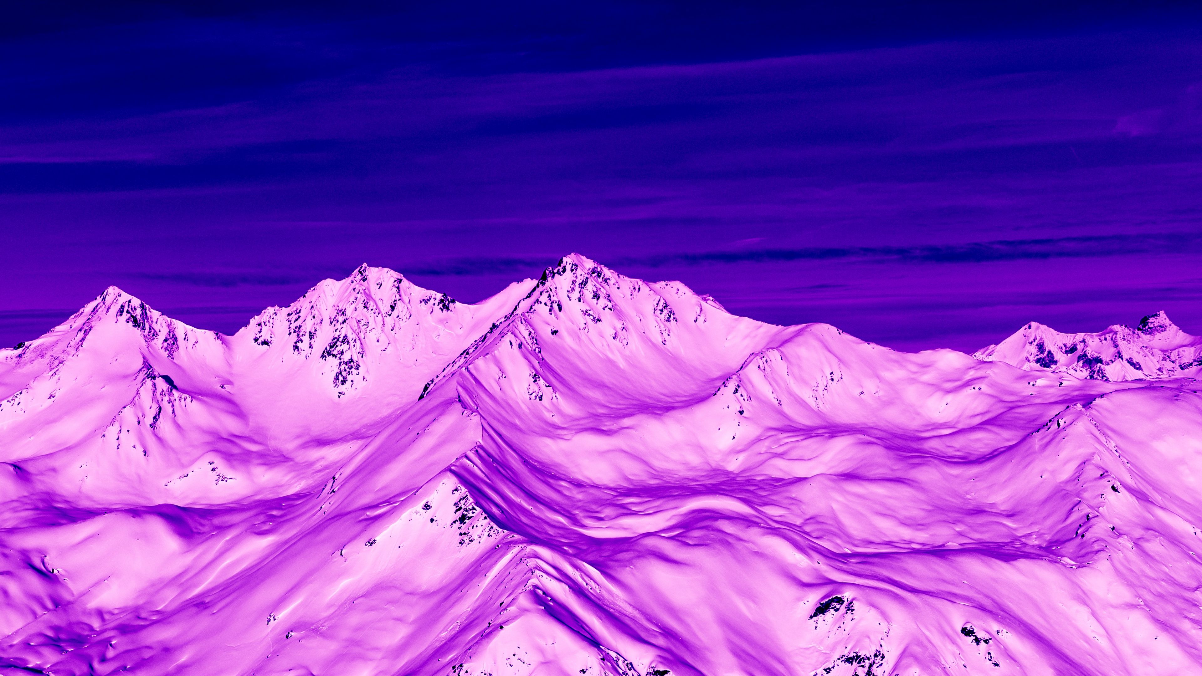 Download Wallpaper 3840x2160 Mountains Peaks Aerial View Purple