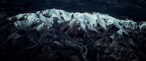 Preview wallpaper mountains, peaks, aerial view, snow, relief