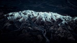 Preview wallpaper mountains, peaks, aerial view, snow, relief