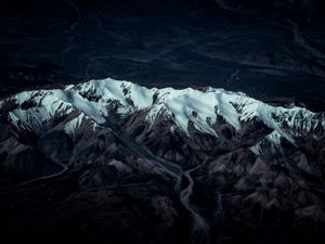 Preview wallpaper mountains, peaks, aerial view, snow, relief