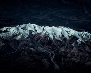 Preview wallpaper mountains, peaks, aerial view, snow, relief