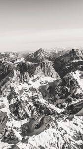 Preview wallpaper mountains, peaks, aerial view, landscape, bw