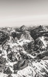 Preview wallpaper mountains, peaks, aerial view, landscape, bw