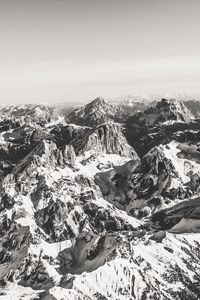 Preview wallpaper mountains, peaks, aerial view, landscape, bw