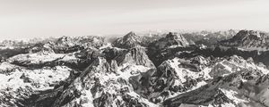 Preview wallpaper mountains, peaks, aerial view, landscape, bw