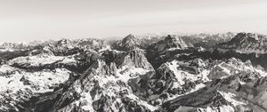 Preview wallpaper mountains, peaks, aerial view, landscape, bw