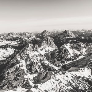 Preview wallpaper mountains, peaks, aerial view, landscape, bw