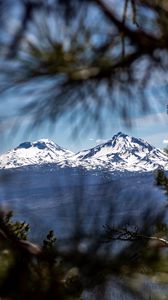 Preview wallpaper mountains, peaks, branches, view, landscape