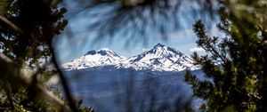 Preview wallpaper mountains, peaks, branches, view, landscape