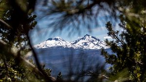 Preview wallpaper mountains, peaks, branches, view, landscape