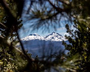 Preview wallpaper mountains, peaks, branches, view, landscape