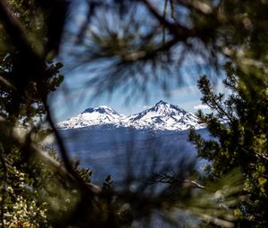 Preview wallpaper mountains, peaks, branches, view, landscape