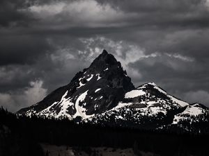 Preview wallpaper mountains, peaks, bw, nature