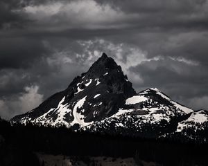 Preview wallpaper mountains, peaks, bw, nature