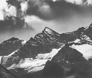 Preview wallpaper mountains, peaks, bw, snow, snowy, rocks