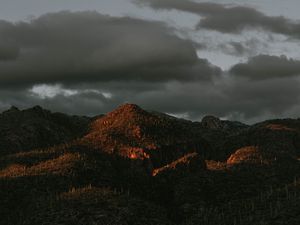 Preview wallpaper mountains, peaks, cacti, cloudy